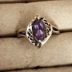 Avon Elegant Silver Ring with Amethyst Stone